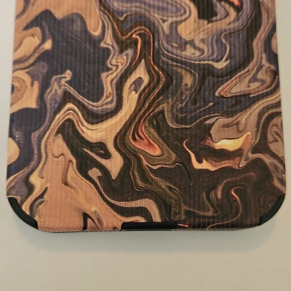 iPhone 15 Case Abstract Marble Swirl Brown Black Neutral Textured Design